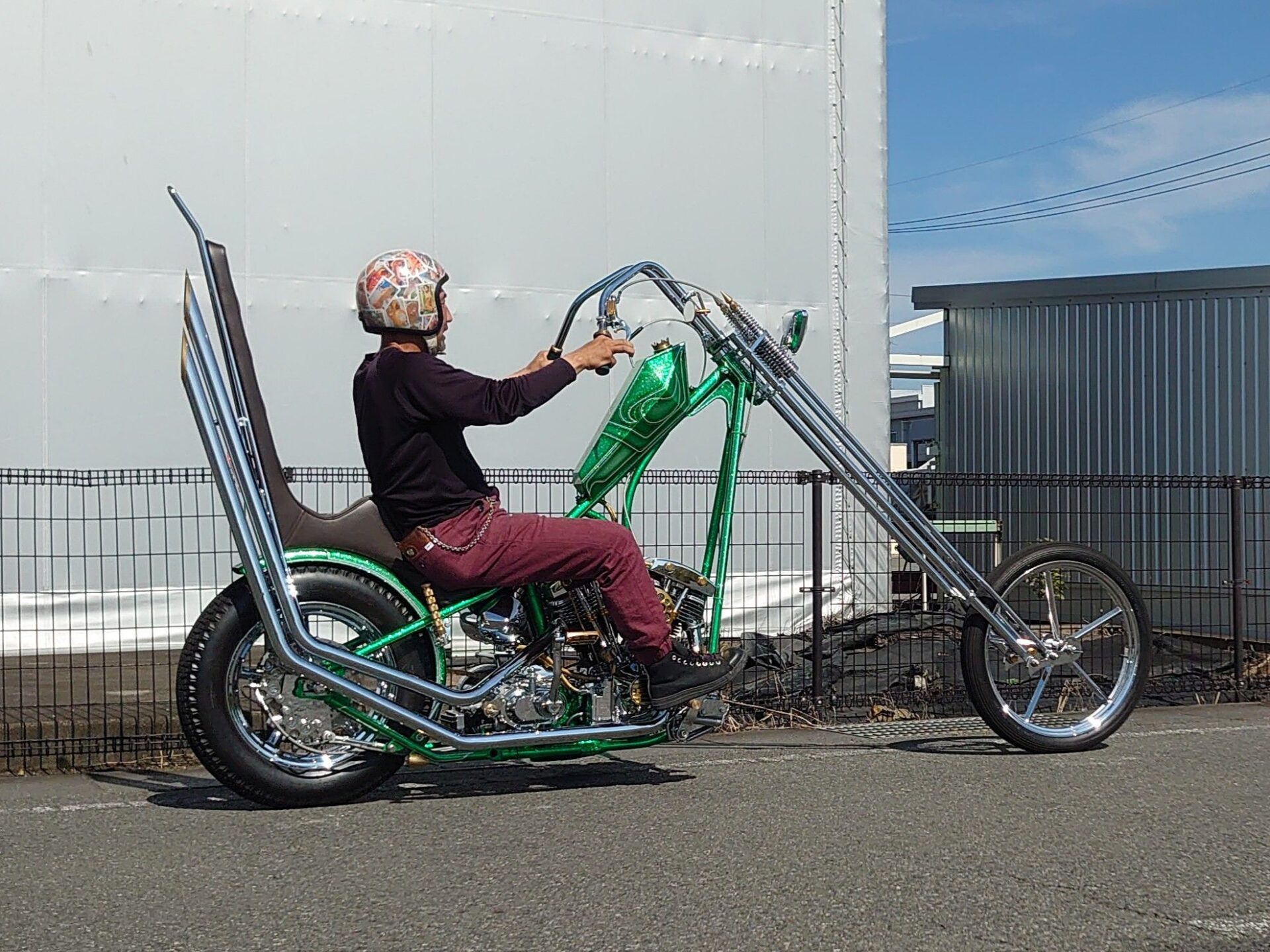 ロングチョッパーの初乗り練習は緊張〜♪ | (有)遠藤自動車サービス